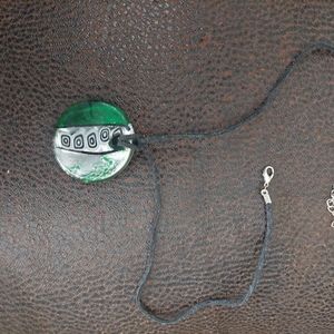 Green venetian glass necklace handmade